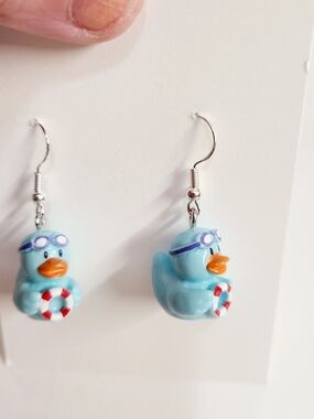 Blue Lifeguard Ducky Earrings